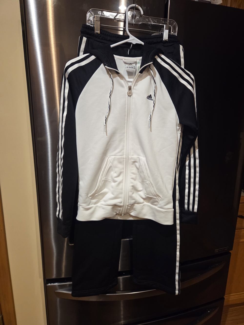 Adidas Girl Black & White Track Jacket and Pants Set